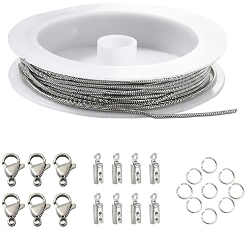 Ipotkitt 5 m/set rund ormkedja armband halsband tillverkningssats inklusive 304 rostfria kedjor och spännen och bindringar och ändlock för gör-det-själv-tillverkning