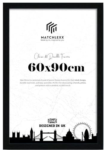 MatchLexx Modern Sturdy & Durable Large Black 60 x 90 cm Picture Poster Frames | Wooden Frames with HD Perspex Front picture Gallery Jigsaw Puzzle | Perfect for Home & office Decor