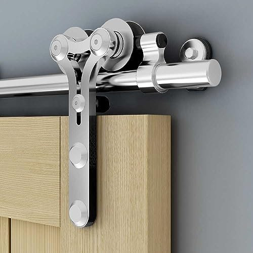 ETIASQSA 167 cm/5,5 FT per porta scorrevole, in acciaio inox, sistema di porte scorrevoli, set completo per 1 porta in legno (forma a Y)