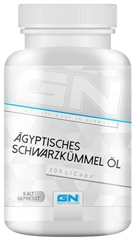 Ägyptisches Schwarzkümmelöl Kapseln – 1000 mg Schwarzkümmelöl pro Tagesdosis – Reich an Omega 6 & 9 – Kaltgepresst, Vegan & Ohne Zusatzstoffe – Made in Germany – 200 Kapseln – GN Laboratories
