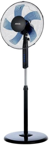 Jocca - Ventilatore da terra 45W| 3 velocità | Base rotonda | Diametro 40 cm | Altezza regolabile 125 cm | 5 lame | Silenzioso| Nero