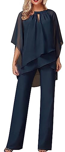 BOTCAM Conjunto de Pantalones Elegante para Mujer de 2 Piezas Negro, Set de Ropa para Boda Conjunto Irregular de Top y Pantalones de Dos Piezas Vestido Ligero de Salón Conjunto de Ropa Transpirable