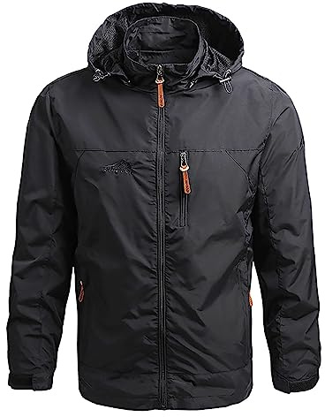 Rrongwn Vestes de pluie pour hommes - Ultra légère - Coupe-vent - Imperméable - Manteau de pluie respirant - Veste d’extérieur - Veste de loisirs légère - Veste légère - Imperméable - Coupe-vent