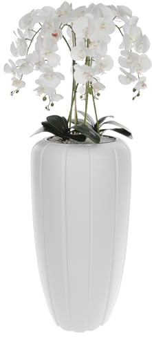 Orchidea artificiale bianca in vaso bouquet di fiori H 125 cm vaso bianco