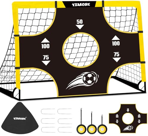Yimore Porta Calcio Bambini 3 in 1, Pieghevole da Giardino con Borsa, Dimensioni 120×90×90 cm (120 * 90 * 90cm with 4 Modes Yellow)