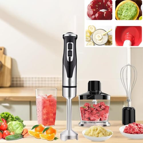 Conjunto de licuadora de inmersión de 2000W, licuadora de Manos Comercial con agitador de Acero Inoxidable y batidor de Huevo, Velocidad Variable 8000-18000 RPM, licuadora de Palo eléctrico para