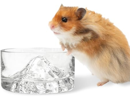 BNOSDM Hamster Food and Water Bowl Mountain Fuji Style Glass Drinking Dwarf Hamster Feeder Anti-Turning Dish for Syrian Hamsters Gerbils Mice Rats or Other Similar-Sized Pets (Transparent)