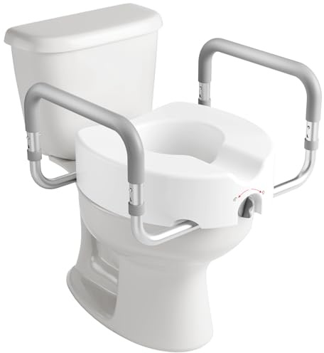HOMLAND Raised Toilet Seat with Handles, Handicap Toilet Seat Risers for Seniors, Elevated Toilet Seat Fits Most Toilet, Gray