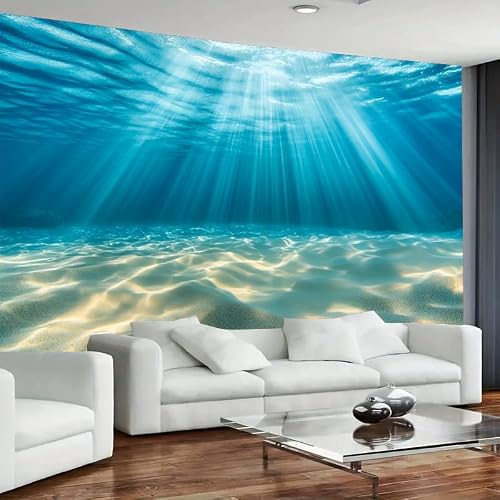 FENDROM Underwater World Tapestry Deep Blue Ocean Wall Hanging Sunlight Gravelly Bottom Scene Wall Tapestry for Bedroom Living Room Dorm Decor Backdrop