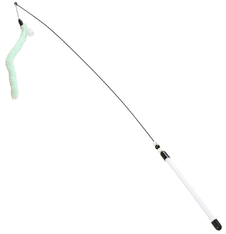 Renopfect Canne à pêche pour chat - Jeu interactif réaliste de 80 cm - Jouet de jeu amusant - Pour enrichissement à la maison en intérieur - Temps de jeu - Attache quotidienne - Routine - Relaxation