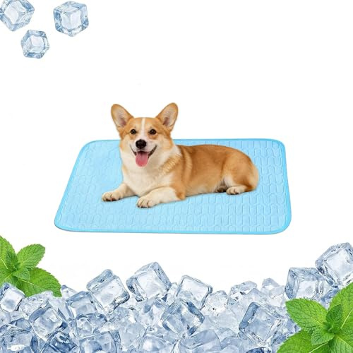 Quintrost Alfombra Refrescante para Perro y Gato, Seda de Hielo Manta Refrigerante para Animales Autorefrigeración No Tóxicas Pet Cooling Mat, Alfombrilla de Refrigeración Esterilla de Dormir-50*40CM