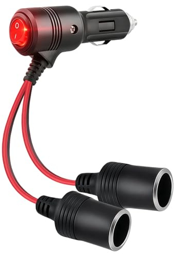 Distributore per accendisigari, da 1 a 2 accendisigari per auto, con interruttore, 12 V/24 V
