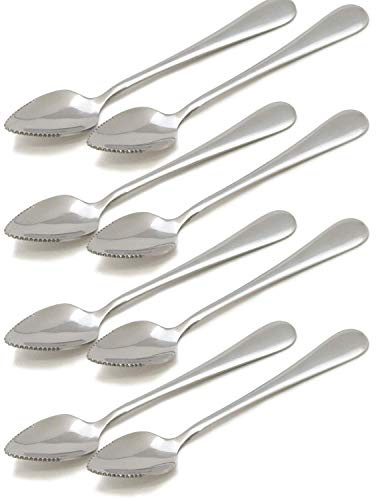 Grapefruit and Dessert Spoon, Stainless Steel with Serrated Edge, 7-inch, Set of 8