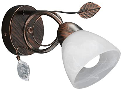 Trio Leuchten Wandleuchte 200700128 Traditio, Metall rostfarben Antik, Glas in weiß, exkl. 1 x E14, 29 x 13 x 21.5 cm
