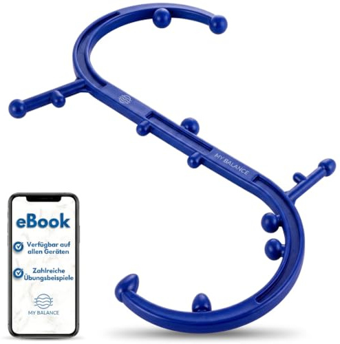 My Balance Hochwertiges Triggerpunkt Massagegerät I Robust verarbeiteter Massagestab inkl. Silikonaufsätze & E-Book I Ideal für Nacken, Rücken & Beine