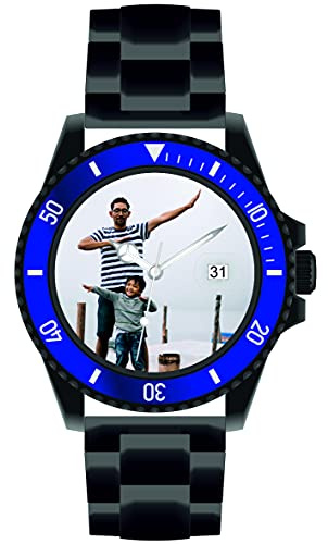 Memories personlig fotoklocka Ø40 mm 3 bar vattentät herrklocka med fotodatumvisning fotogåva fotoarmbandsur