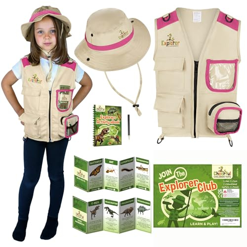 Cheerful Children Toys Explorer Costume Kids, Zookeeper Set Ages 3-7, Pink