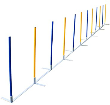 SPORTIKEL24 Agility-Slalom – slalom för turnering och agilityträning – med 12 stänger och bas av metall – stabil design – FCI-kompatibel – set med bärkassar