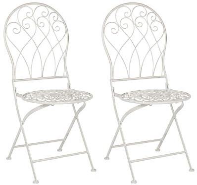 Beliani Chaises de Bistrot en Métal Blanc Cassé Pliantes pour Balcon ou Terrasse Stiffe