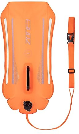ZONE3 Recycelter Rucksack mit 2 LED-Lichtern, 28 l, für Schwimmen im offenen Wasser, Orange