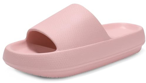 Misolin Badeschuhe Damen Herren Original Hausschuhe Cozislides Wolke Schlappen Super Weich rutschfest Badelatschen Sommer Pantoletten Cozy Cloudyzzz Slides Indoor/Outdoor,Rosa 37/38 EU