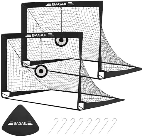 BAGAIL Football Goal, Pop up rete da calcio con obiettivo obiettivo, picchetti di terra e borsa portatile da trasporto, facile da montare, ideale per l'allenamento del giardino e partite ricreative