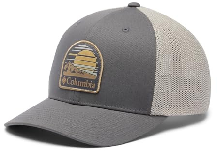 Columbia Gorra unisex de malla, color City Grey/Dark Stone, talla L/XL