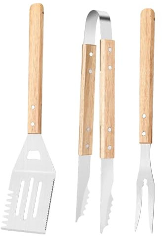 Juego de utensilios para barbacoa | Juego de herramientas para barbacoa | Juego de herramientas de parrilla de acero inoxidable con pinzas para barbacoa, espátula, tenedor | Juego de utensilios de