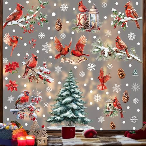 Autocollant Noël Fenetre Stickers Réutilisables Flocon de Neige Vitre Decoration