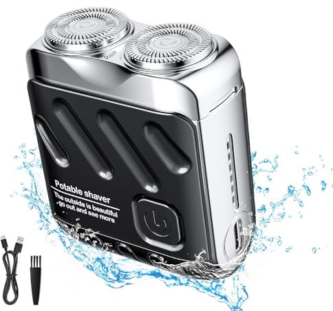 Mini Rasierer Herren, Bestcool Elektrorasierer NassTrockenrasierer für Glatzen kabelloser USB Rotationsrasierer Pflegeset Travel ShaverWeihnachtsgeschenk für Männer Kopf, Gesicht, Haut