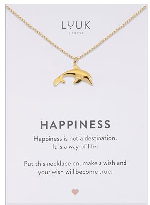 LUUK LIFESTYLE Delfin|Fisch|Hai Halskette für Damen aus Edelstahl, 50 cm verstellbar, wasserfest, hypoallergen, maritimer Schmuck Glücksbringer Geschenkidee für beste Freundin, Mutter, Tochter