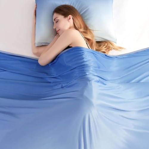 Elegear Manta Refrescante de Verano, Fibras Refrigerantes ARC-Chill 3.0 Q-MAX>0,5 Manta Autorrefrigerante de Verano de Doble Cara para Dormir Mejor, Transpirable Y Ligereza, 150×200cm, Azul Degradado