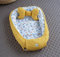 BLAU Türkis BLUMEN/SENFGELB Gelb Waffelpique Bio-Baumwolle Babynest Neugeborene Baby Unterlage Reisebett Nestchen SOLO/o. in PREMIUM Ausstattung SETS (Nest + Schmetterling)