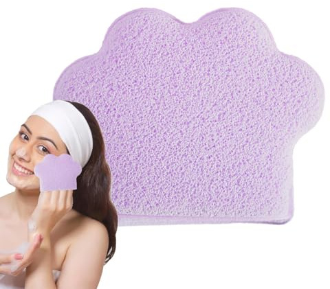 Éponge exfoliante pour le visage | Éponge nettoyante en forme de patte de chat | Lingettes cosmétiques de type gant pour accessoires de bain