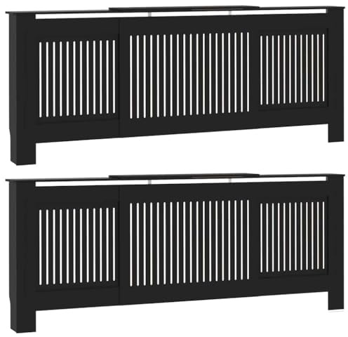 vidaXL Cubierta de Radiador 2 pcs Negro 205 x 20,5 x 81,5cm, Cubierta Moderna para radiador Rectangular, Madera, protección térmica, decoración Segura para tu Sala