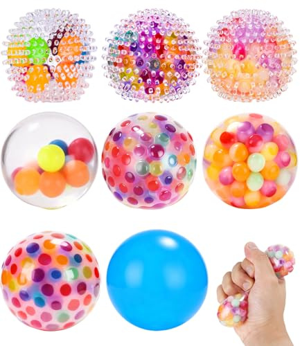 Nixovo Lot de 8 Squishy Balles Antistress, Squeeze Boules, Balles Anti-Stress, Boules Sensorielles pour Enfants, Adultes se Décompresser, Concentrer, École, Fête, Noël, Anniversaire