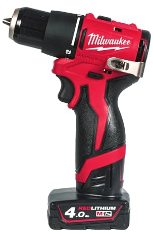 Milwaukee Taladro de impacto sin escobillas M12 M12 BLPDRC-402C completo con dos baterías de 4 Ah y cargador