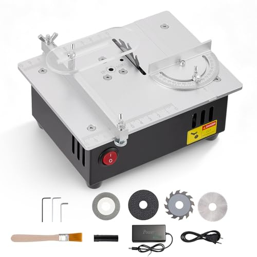 Yapasopu Mini sega circolare da tavolo 5000 giri/min, 100W 0.1mm-15mm Multifunzione piccola macchina da taglio, Micro tavolo Piccolo tavolo sega Lavorazione del legno modello di precisione sega