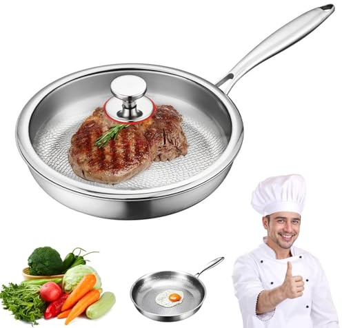 Titan non-stick stekpanna med lock, reptålig kokkärl, 28 cm titan nutri-panna för alla spishällar, hållbar och mångsidig matlagningsvara