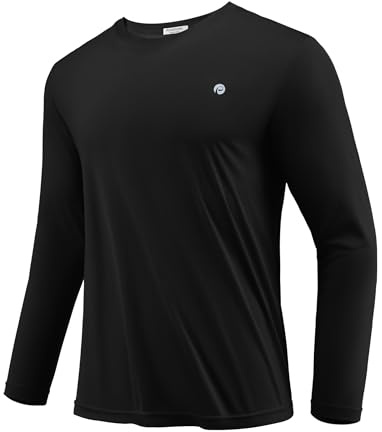PINSPARK Långärmad sport-t-shirt, snabbtorkande, prestanda, idealisk för träning, löpning, andningsbar och UV-stabil, rund hals