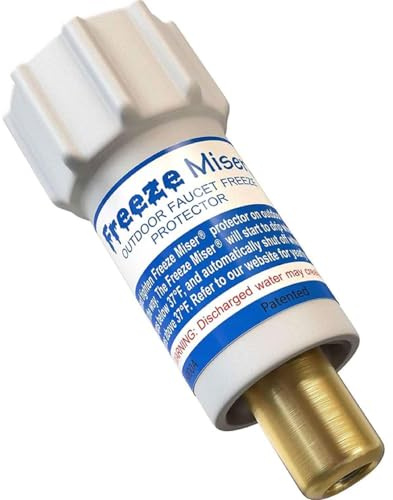Freeze Miser Outdoor Faucet & Spigot Freeze Protection – Patented Valve Shield, Activates at Water Temperature Below 37°F/3°C – Durable Winter Cover Alternative – Quick Install, Saves Water – 1 Pack