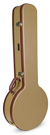 Crossrock Deluxe Hartschalenkoffer aus Holz für 5-Saiten-Resonator-Banjo, Vinyl Tweed – Modell CRW620BJTW