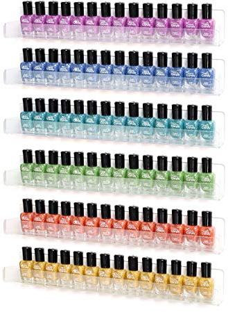 BTremary Acrylic Shelves Nail Polish Wall Mounted Holder Paint Organizer Storage Rack Clear 6 Pack Hanging Nail Polish Shelf Floating Wall Mount Hold up to 96 Bottles.