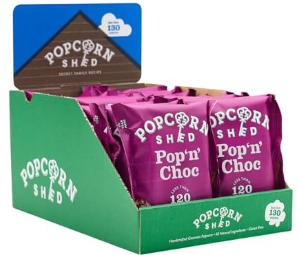 Popcorn Shed Pop N Choc Gourmet Popcorn (16 x 24g) - Chocolate Caramel Flavoured Gourmet Popcorn, Easy & Low Calorie Snack, Perfect for Parties, Movie Nights & Gifting