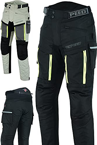 Texpeed pantaloni da moto uomo con protezioni - rinforzati per motociclismo - inverno invernale/Estate resistenti e impermeabili - Con armatura CE (EN 1621-1) - Nero - XL