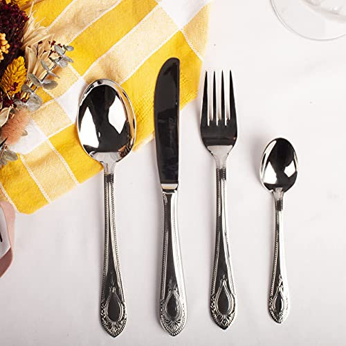 Juego de Cubiertos de Menú (24 piezas) Toscana 1285 de Acero Inoxidable, Diseño Clásico Vintage
