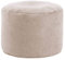 mokebo® Pouf XL, Hocker o. Bodenkissen 60x40cm 'Der Ruhepouf' Sitzhocker rund & Fußhocker fürs Wohnzimmer, Sitzpouf aus Stoff in Beige, Beistelltisch, Puff für drinnen mit EPS-Perlen Füllung
