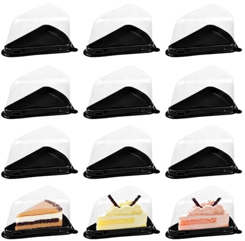 inheming 50 Pieces Boîtes à Tranches de Gâteau en Plastique Transparent,Boîtes Individuelles Transport de Gâteau au Fromage,Clair Conteneur de Tranche de Gâteau,Cheesecake Tarte Fromage Conteneur