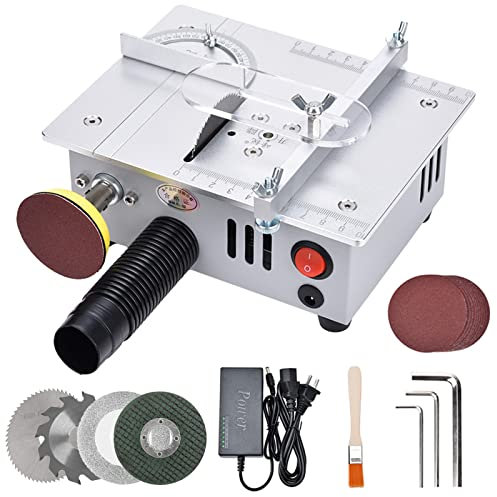 Hobby Scie de Table avec jauge à onglets, Banc de scie électrique à Profondeur de Coupe réglable, scie Circulaire pour Bricolage, modèle en Bois Fait à la Main, Artisanat, métal, Bois, Verre