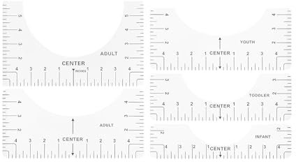 Rumyve5pcsT-shirt Ruler Guide,T-shirt Alignment Tool T-shirt DIY Printing,Neck Calibration Tool with Soft Band Measurement for Adults,Young Children